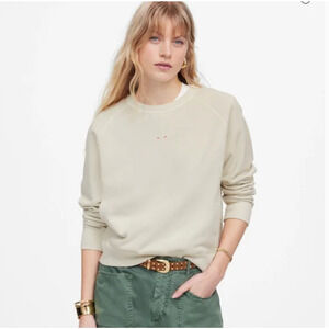 Madewell Garment Dyed Crewneck Sweatshirt XS NWT Cream White NU854 Pullover